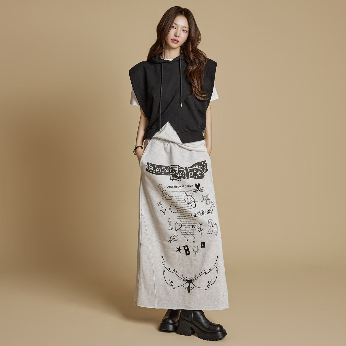SK3032 Printed Long Skirt