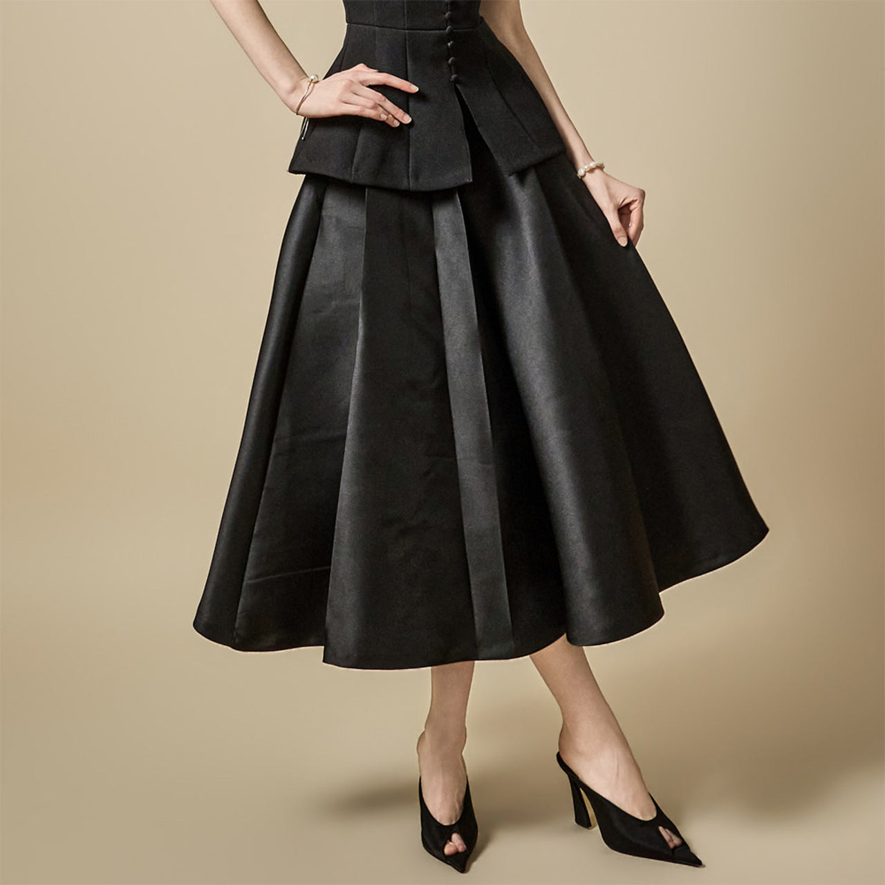 SK3229 Satin Flare Skirt