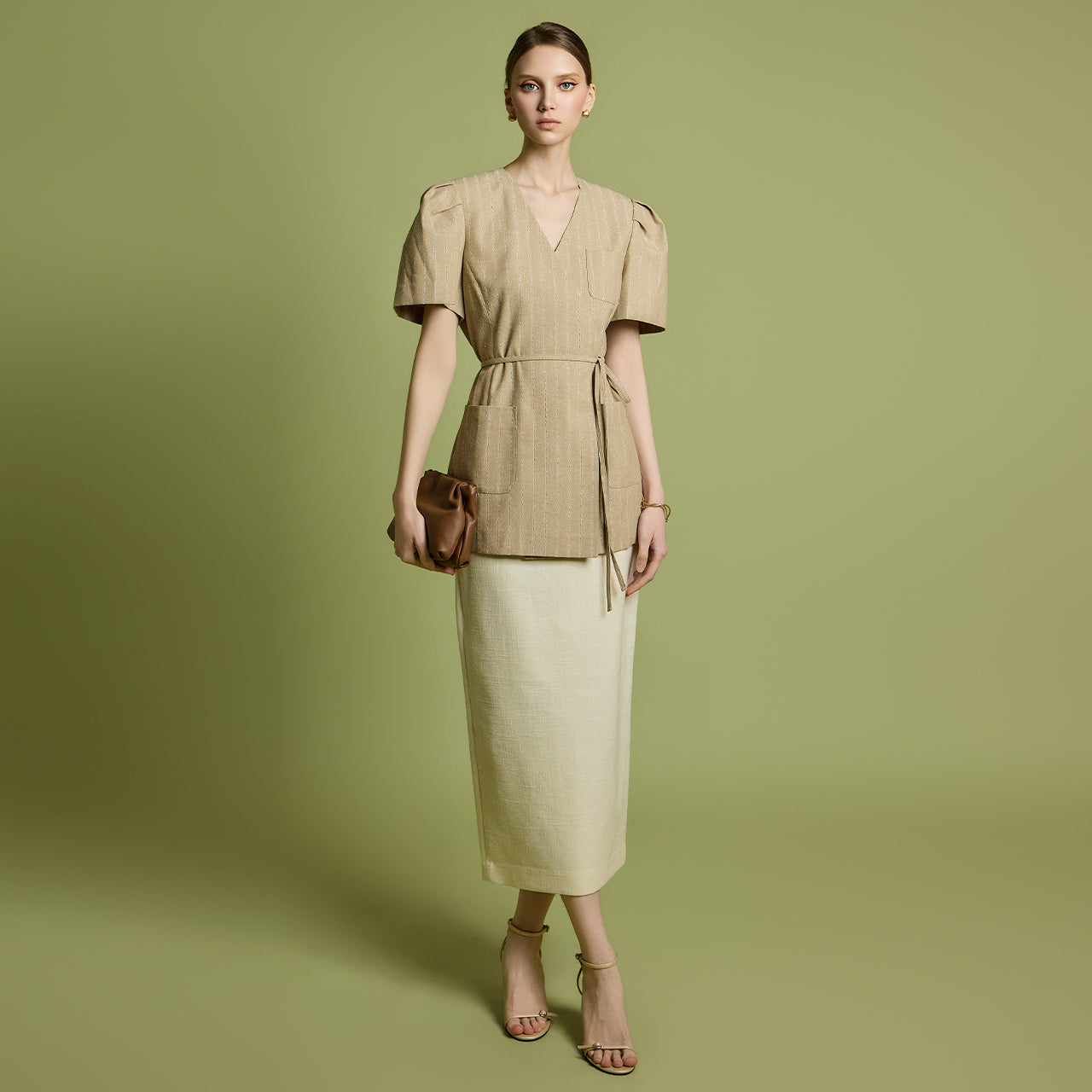 SK9198 リネンハイウエストスカート