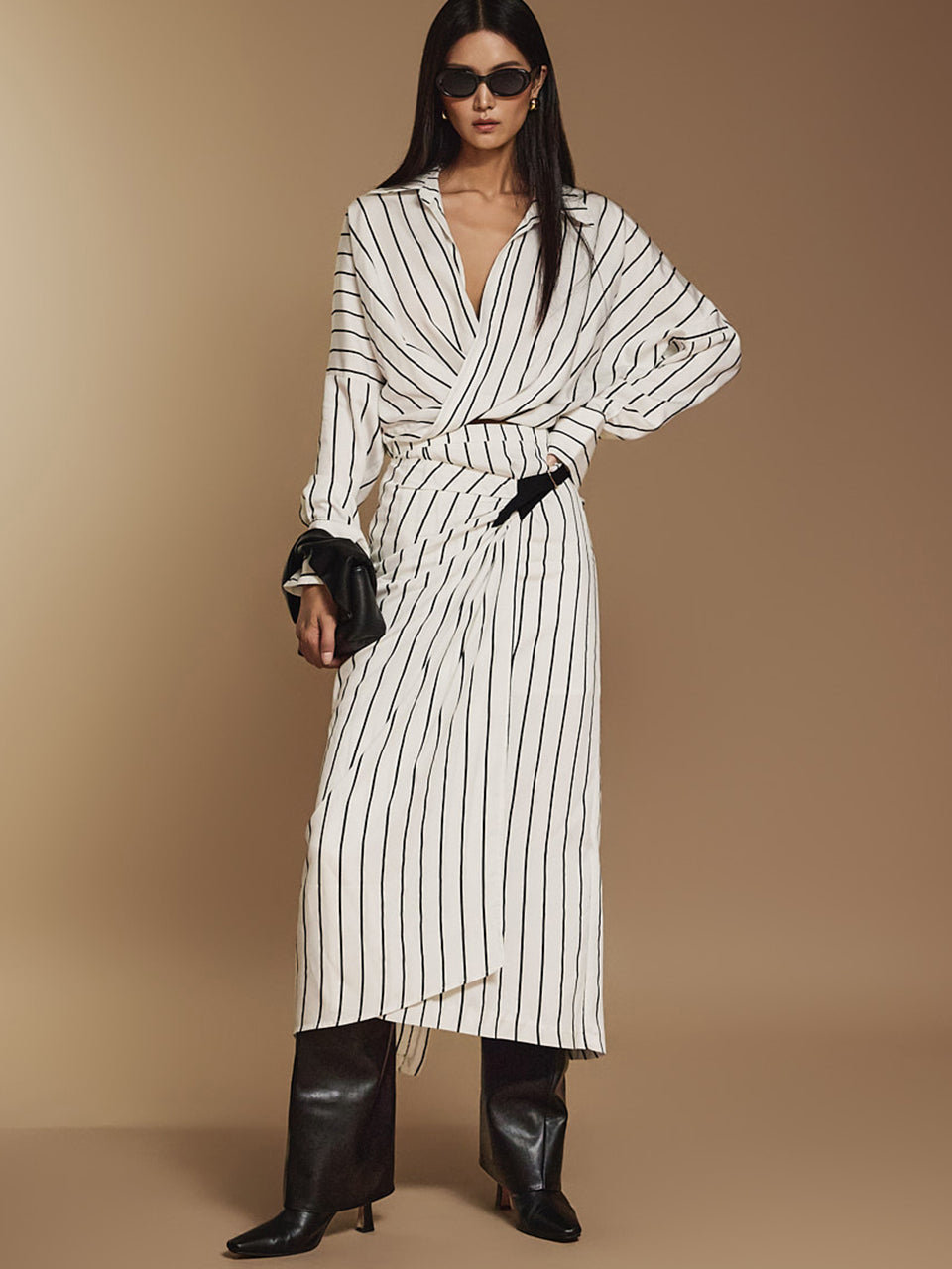 TP1936 Stripe Shirt and Skirt Set