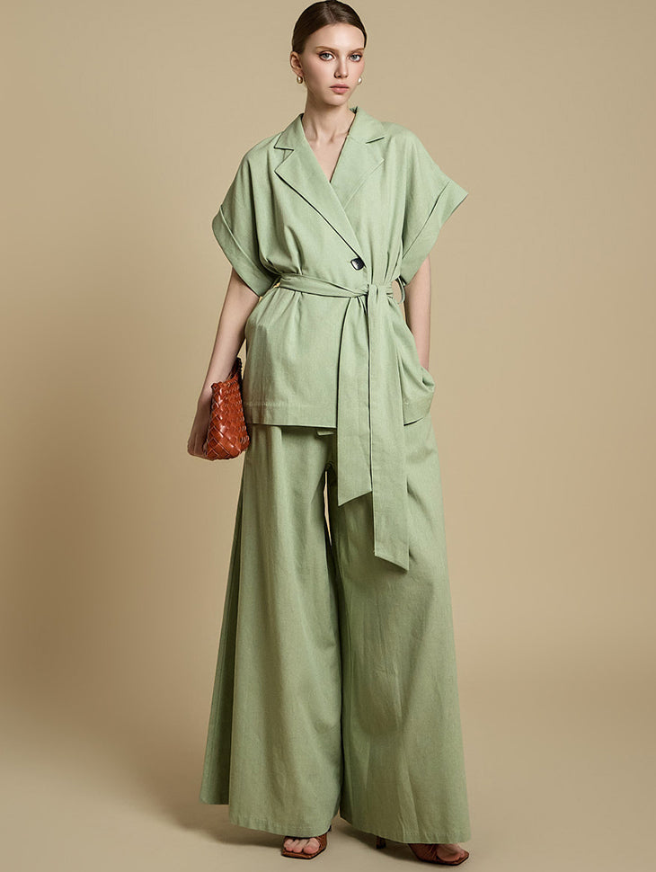 TP2162 亚麻夹克和休闲裤套装