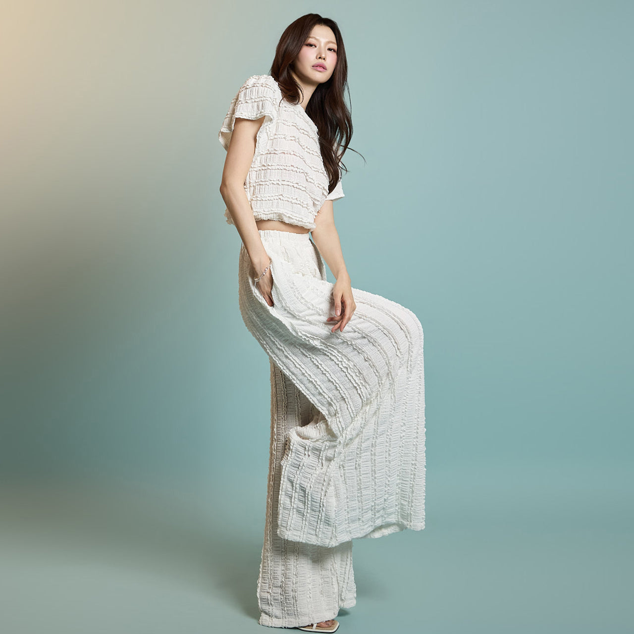 TP2168 フリルトップス＆パンツセット