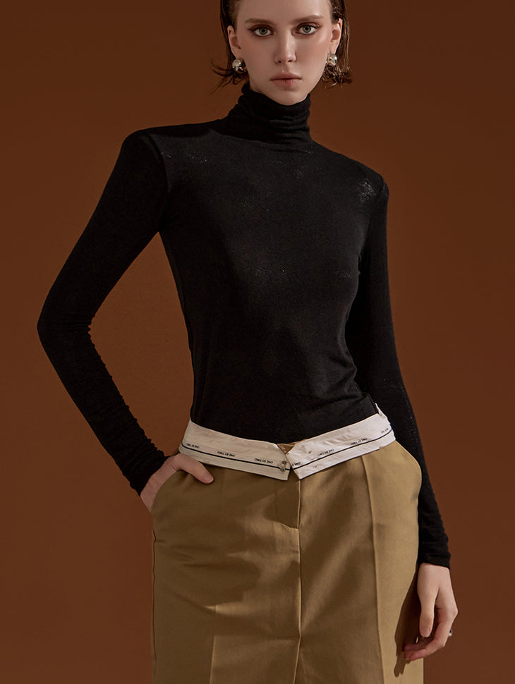 E2817 Roll Neck Padded Top